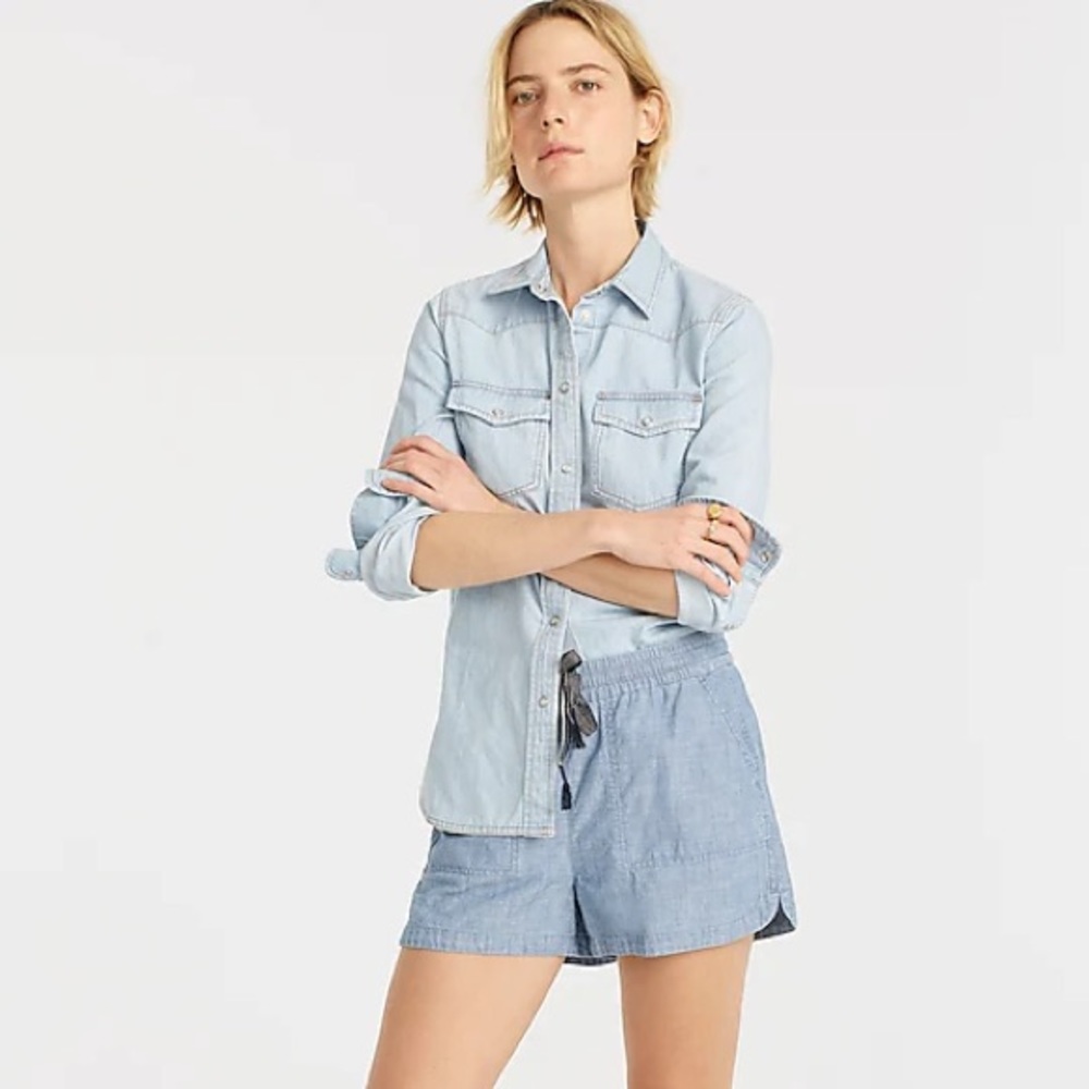 New Seaside Shorts in Chambray J.Crew Jean Cotton Short Brand New Sz Small